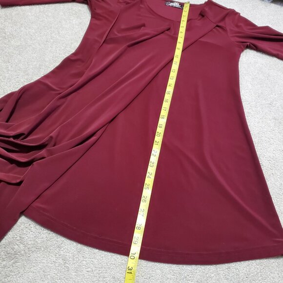 SYMPLI Gathered Side Tunic Top Draped Cowlneck 3/4 Sleeve Burgundy Women's 6 - Picture 11 of 12